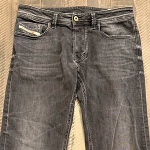Diesel Mens Larkee Regular Straight Jeans Black Button Fly 33x32 0669F Stretch